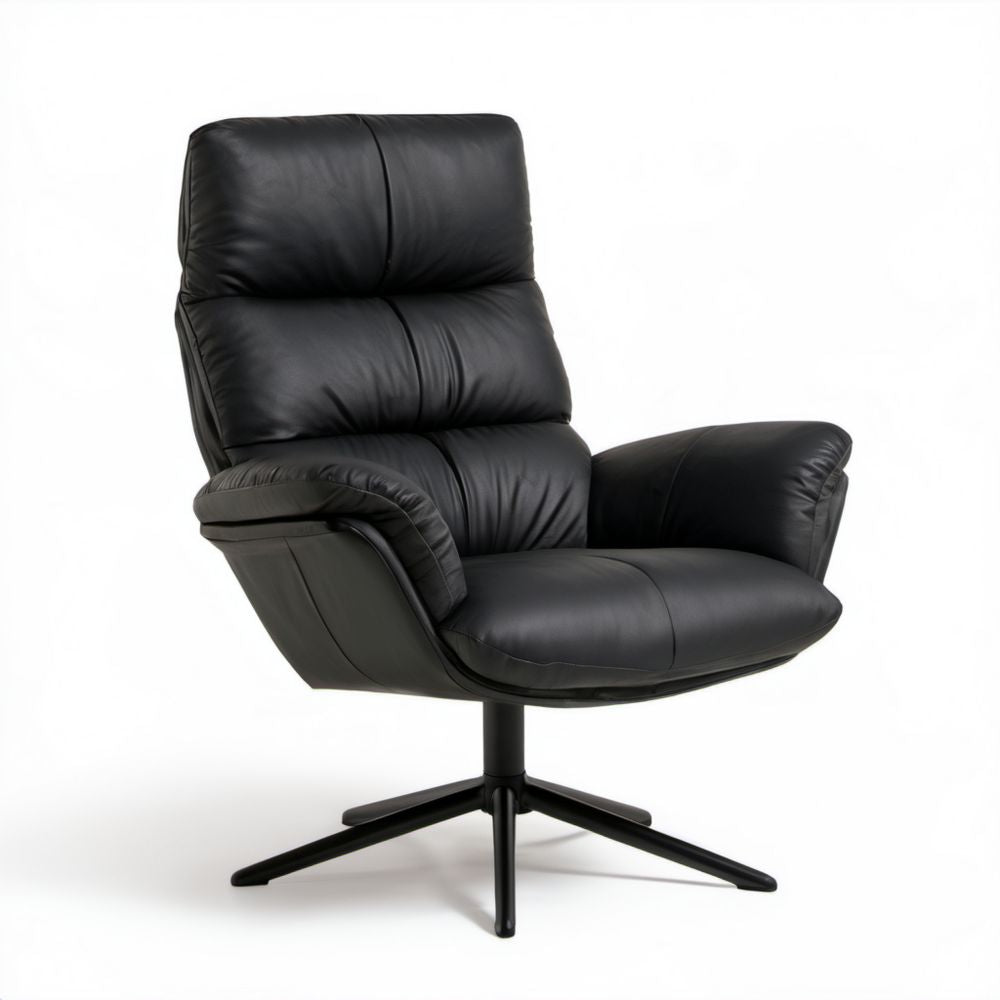 Czarny fotel obrotowy ze skóry syntetycznej 82 × 90 × 108 cm