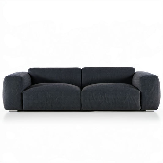 Sofa trzyosobowa ciemnoszara z tapicerką poliestrową 220 x 95 x 70 cm