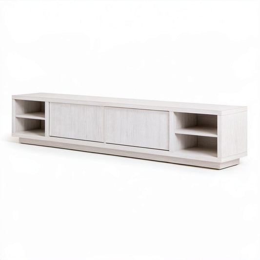 Biała szafka RTV z laminowanej płyty wiórowej 180 × 40 × 45 cm