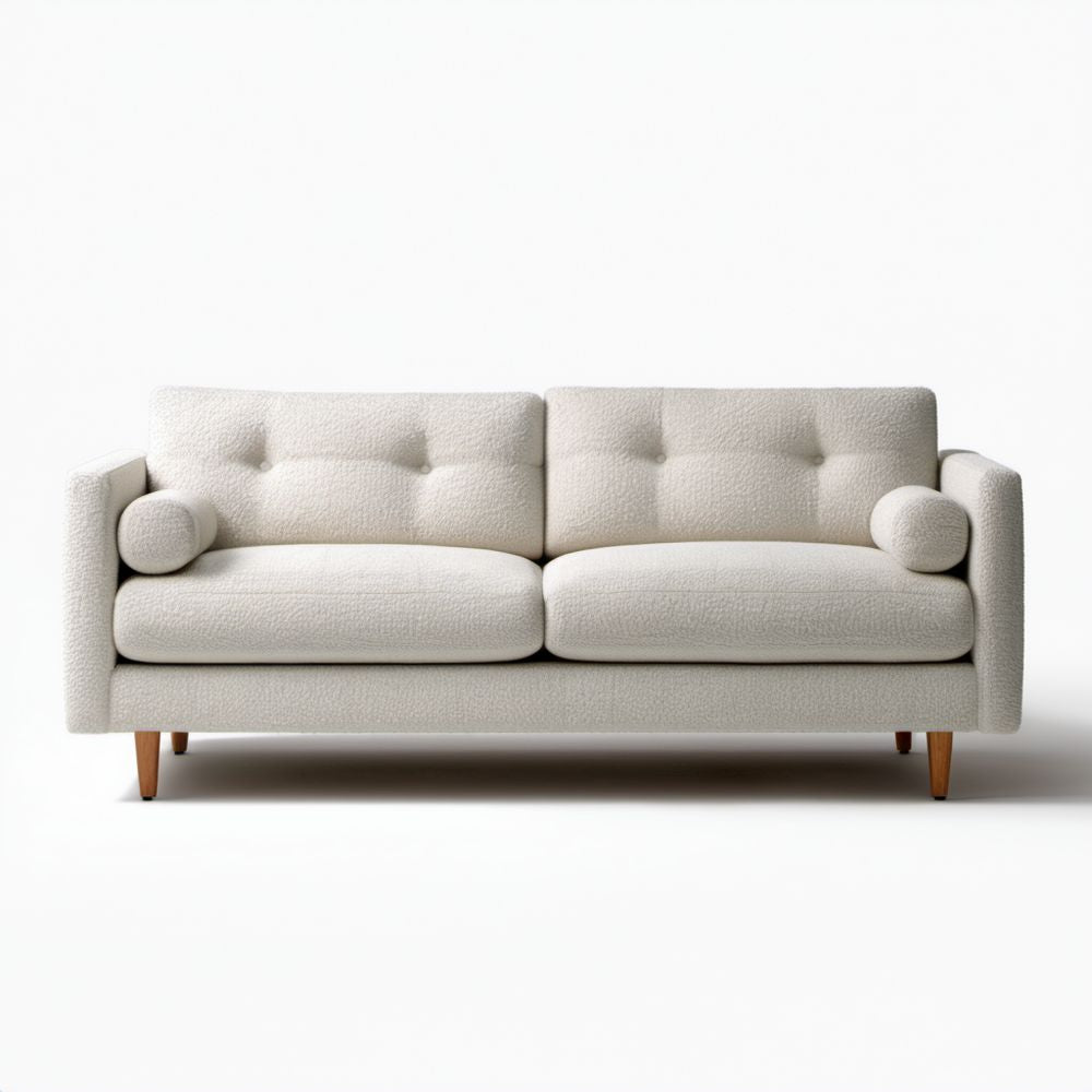 Kremowa dwuosobowa sofa z tapicerką bouclé z poliestru 180 x 85 x 82 cm