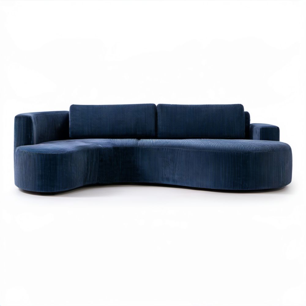 Trzyosobowa sofa z tkaniny sztruksowej, granatowa, 230 × 100 × 75 cm
