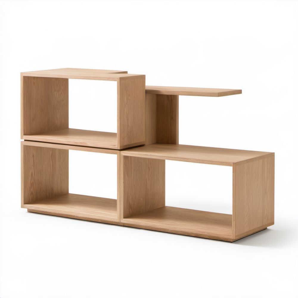 Zestaw 4 modułowych półek MDF w kolorze naturalnego dębu, 120 × 30 × 90 cm