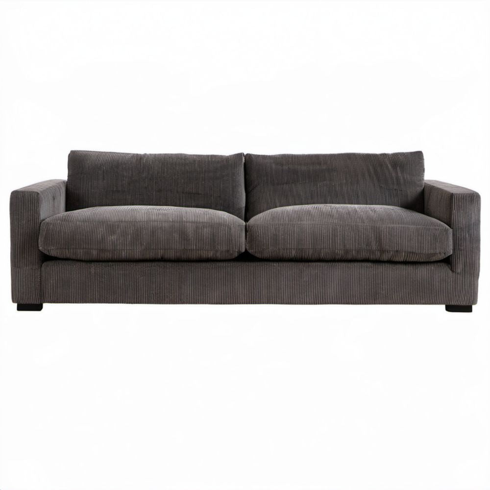 Sofa dwuosobowa materiałowa szara grafitowa z czarnymi nóżkami, 220 x 90 x 85 cm