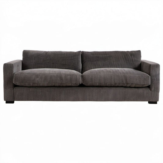 Sofa dwuosobowa materiałowa szara grafitowa z czarnymi nóżkami, 220 x 90 x 85 cm