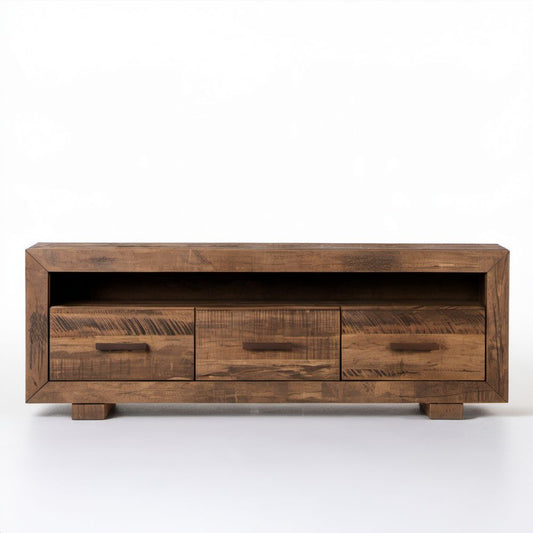Brązowa szafka RTV z litego drewna mango, 140 x 40 x 50 cm