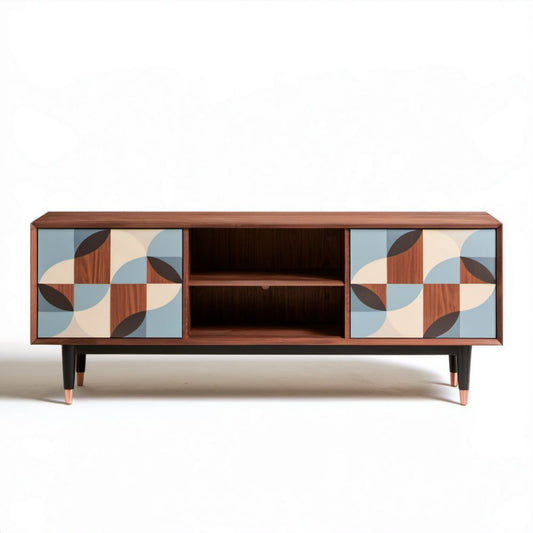 Szafka RTV z płyty MDF w okleinie orzechowej, 180 × 40 × 65 cm