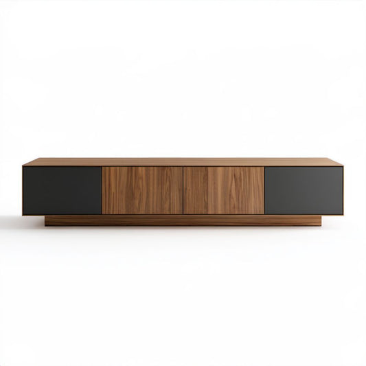 Szafka RTV z płyty MDF orzechowo-czarna, 200 × 40 × 45 cm