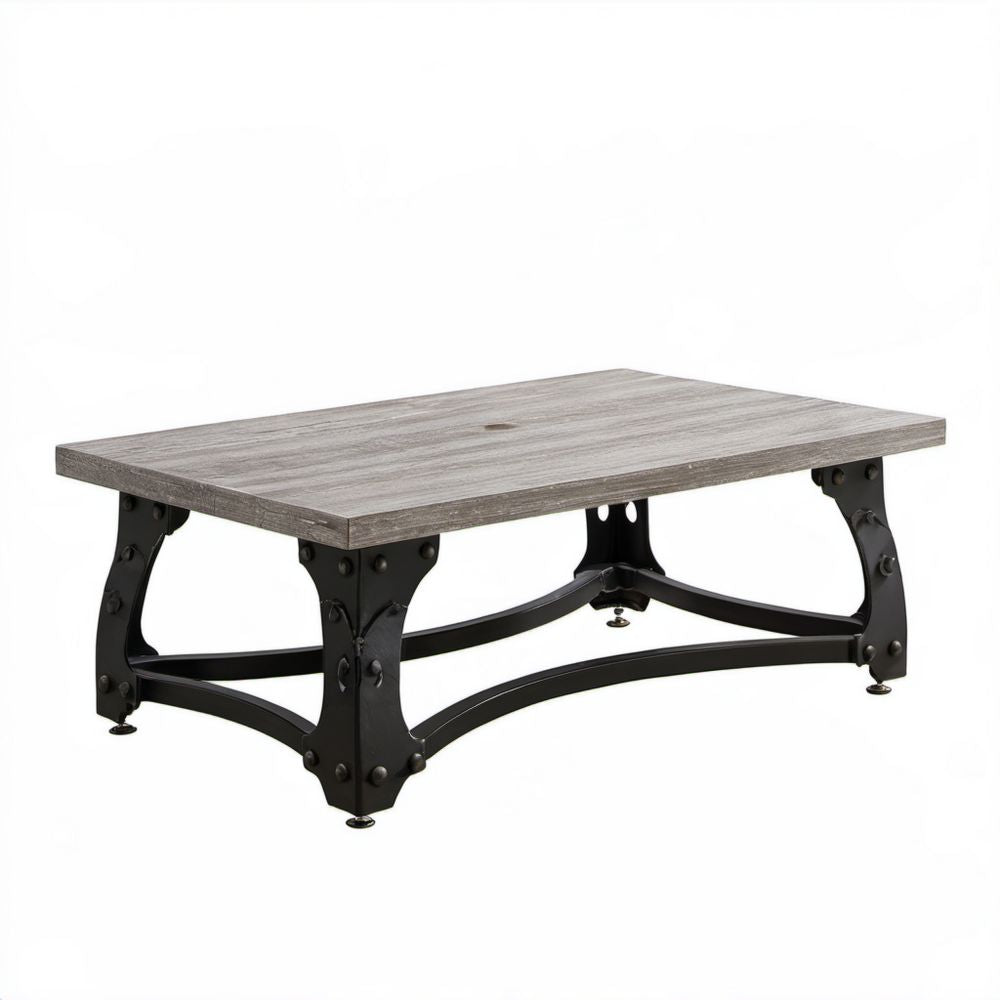 Industrialny stolik kawowy szary/czarny z laminowanego MDF i stali, 120 x 60 x 45 cm
