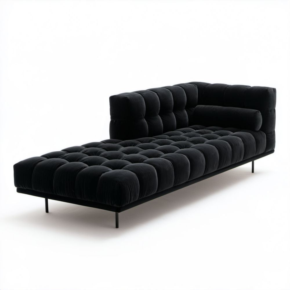 Czarny szezlong tapicerowany z poliestru 180 x 75 x 78 cm