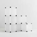 Modułowy regał na buty z PP i ABS, 9 komór, biało-czarny, 140 × 35 × 105 cm