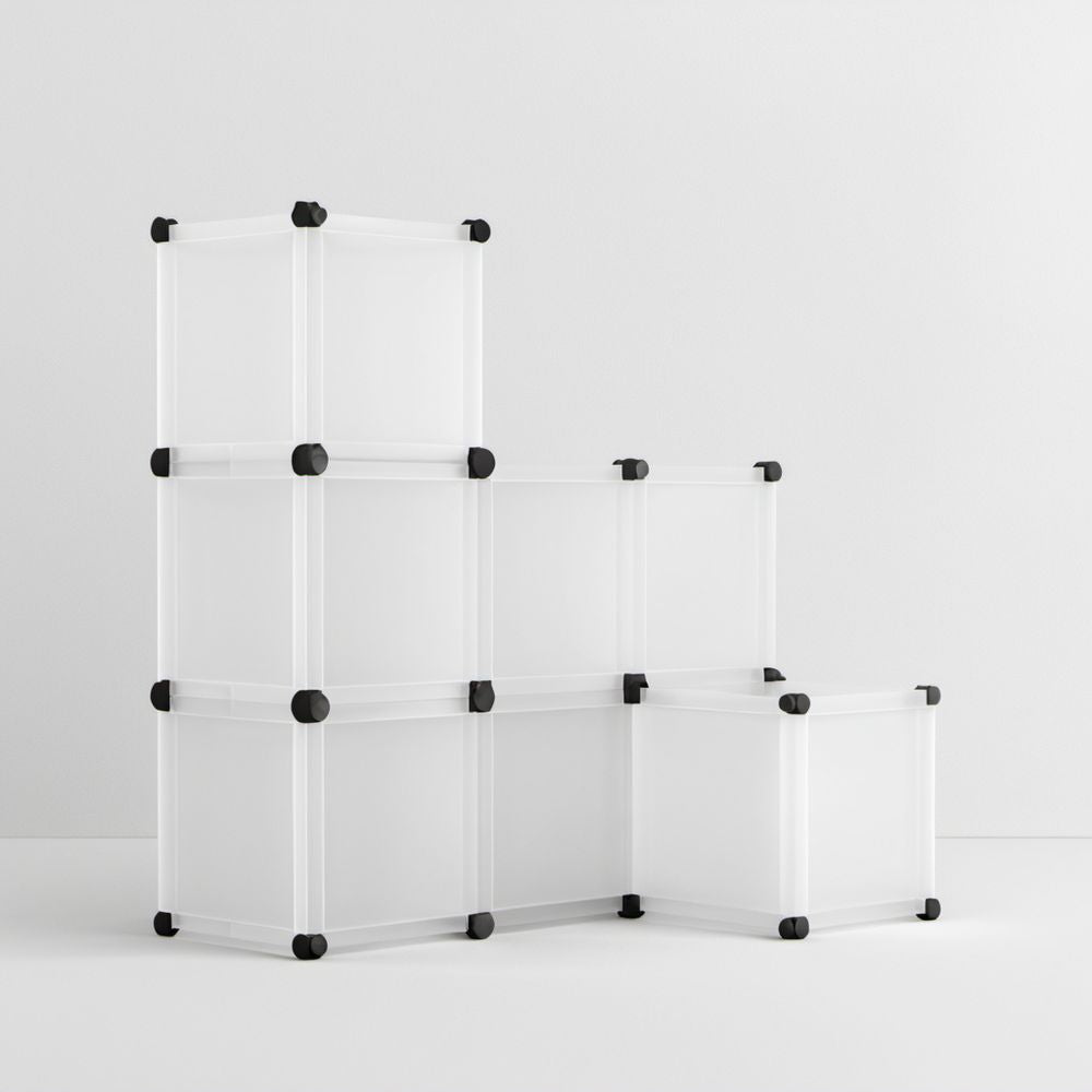 Modułowy regał na buty z PP i ABS, 9 komór, biało-czarny, 140 × 35 × 105 cm