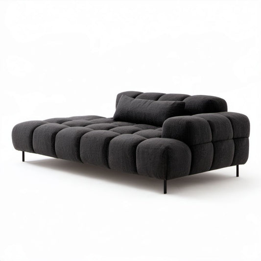 Szezlong tapicerowany z poliestru ciemnoszary/czarny 170 x 100 x 78 cm